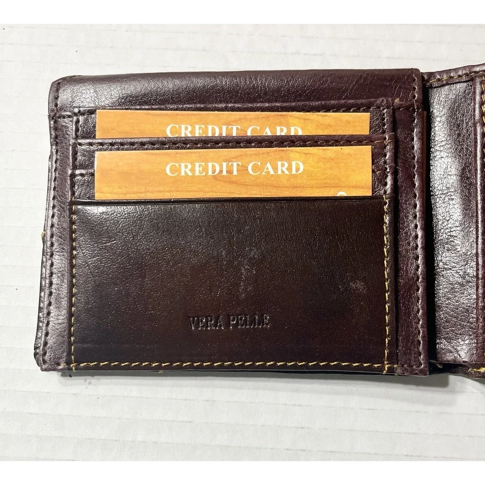 NIB Emporio Wallet Men's Billfold Brown Genuine Leather‎ Luxury